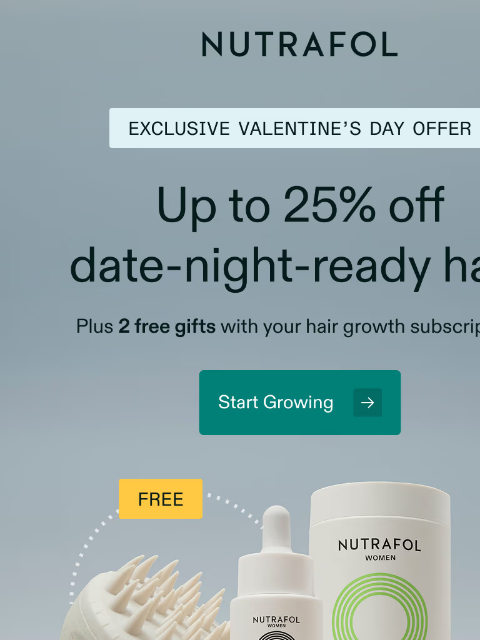 nutrafol newsletter: Free gifts and savings ahead.