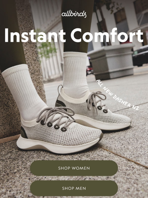 allbirds newsletter: New Dasher NZ: Must. Have. Comfort. ☁️