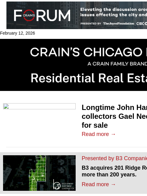 crainalerts newsletter: Art collectors' longtime John Hancock condo up for...