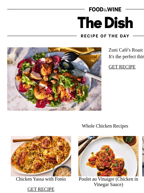 foodandwine newsletter: Zuni Café's Roast Chicken