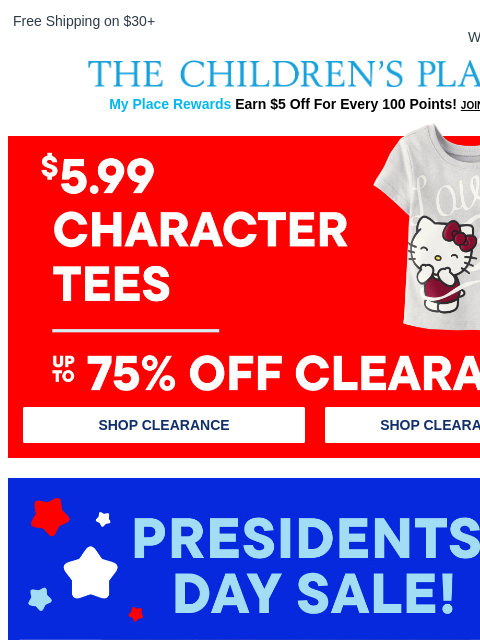 childrensplace newsletter: Open NOW for up to 75% Off Clearance 🙌