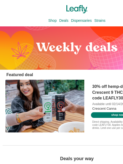 leafly newsletter: Weekly weed deals you'll love 💗