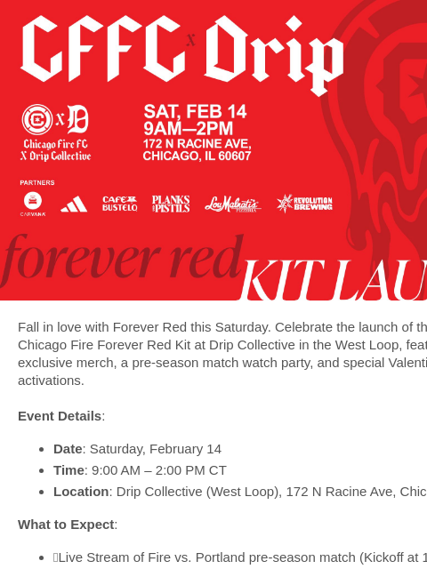 chicagofirefc newsletter: Secure Your 2026 Forever Red Kit This Saturday