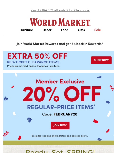 emailworldmarket newsletter: 20% off dining furniture with your Coupon. 🎉