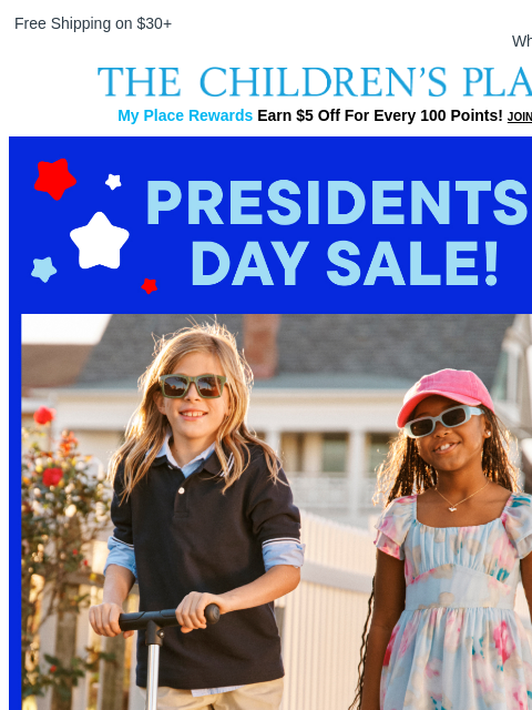 childrensplace newsletter: Hello, 50-70% Off Presidents’ Day Deals 😍