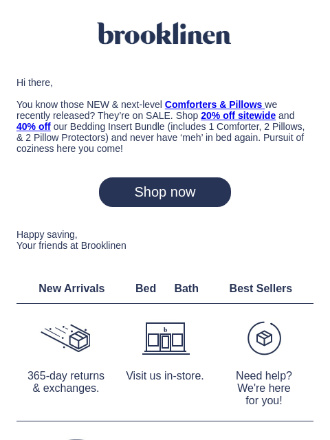 brooklinen newsletter: Save on NEW & Next-Level Comforters & Pillows