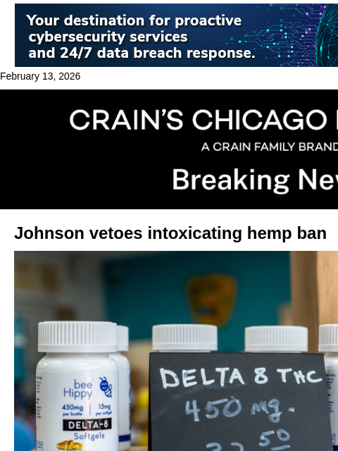 crainalerts newsletter: Johnson vetoes hemp ban