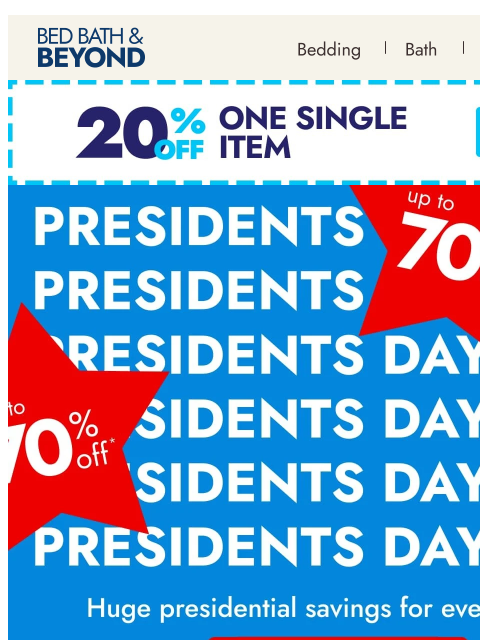 bedbathandbeyond newsletter: Up to 70% savings have landed 🇺🇸