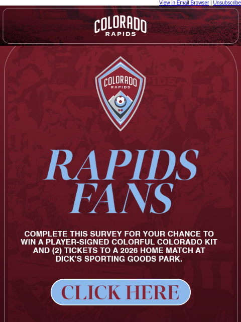 thecoloradorapids newsletter: Take a quick survey to win big!