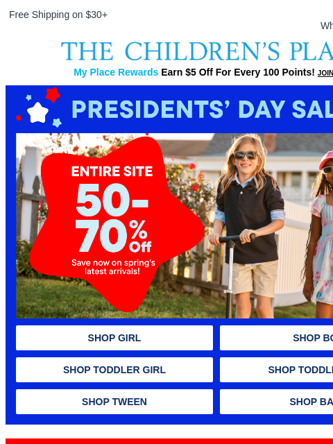 childrensplace newsletter: The Presidents' Day Sale Is ON ❤️