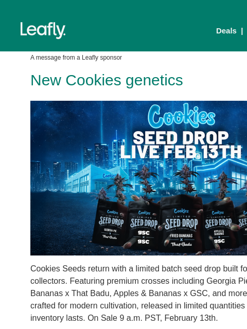 leafly newsletter: New Cookies Seeds drop 🍪