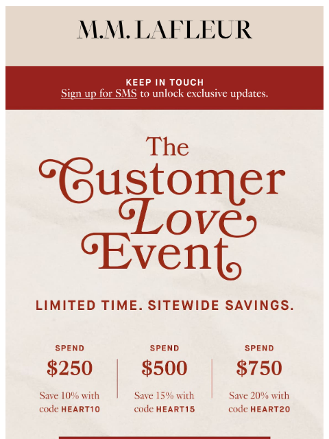 mmlafleur newsletter: OH, DEAR: The Customer Love Event is here. 💌