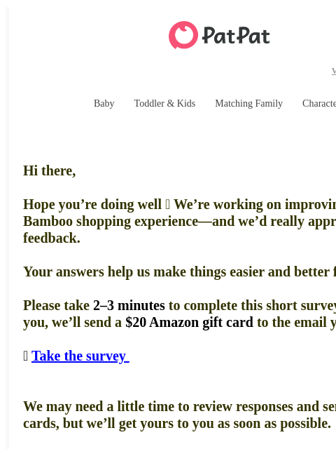 patpat newsletter: 💕A short survey + a small thank-you inside