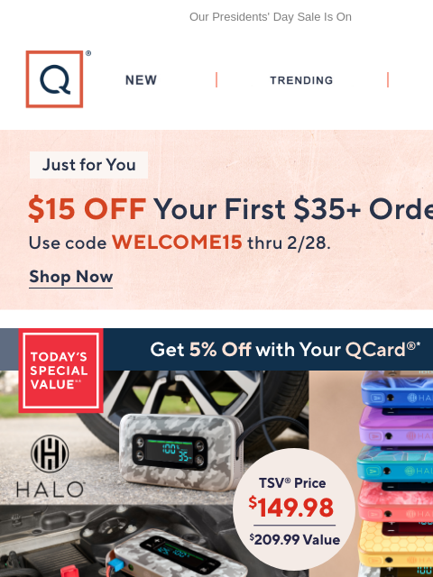 qvcemail newsletter: All Tech Ship Free + HALO TSV® + Get $15 Off