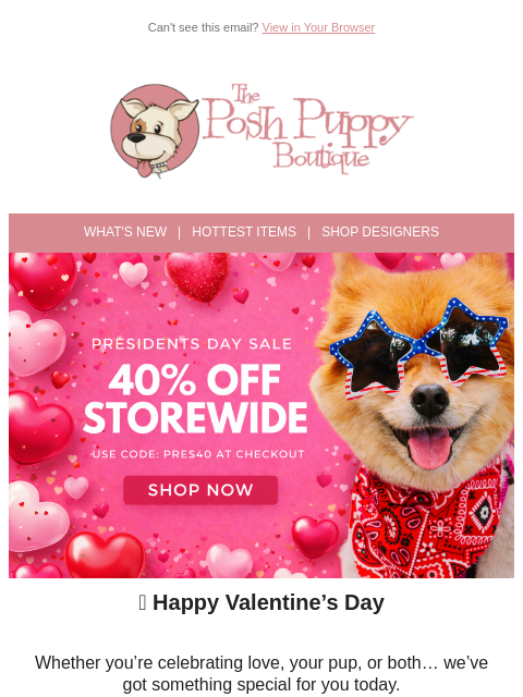 poshpuppyboutique newsletter: 💕 Happy Valentine’s Day + 40% Off Continues