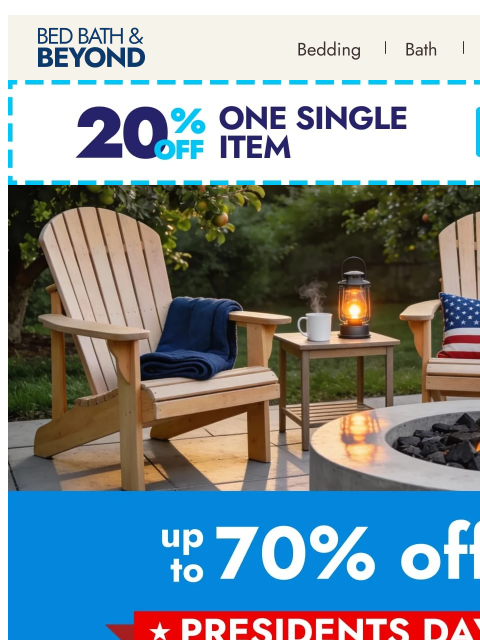 bedbathandbeyond newsletter: Up to 70% off top picks of the Presidents Day Sale