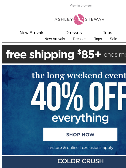 ashleystewart newsletter: The best of blue is 40% off🔵💙