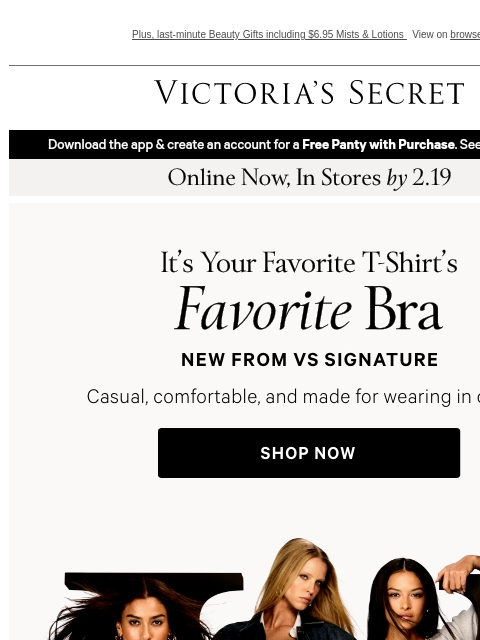 victoriassecret newsletter: NEW T-Shirt Bras + FREE Shipping
