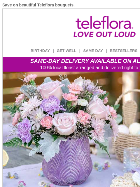 teleflora newsletter: 20% Off 🌷Let Spring bloom