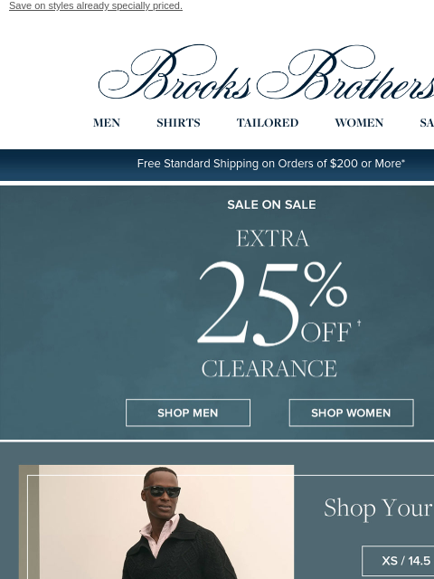 brooksbrothers newsletter: 𝐒𝐚𝐥𝐞 𝐨𝐧 𝐬𝐚𝐥𝐞: an extra 25% off in YOUR s...