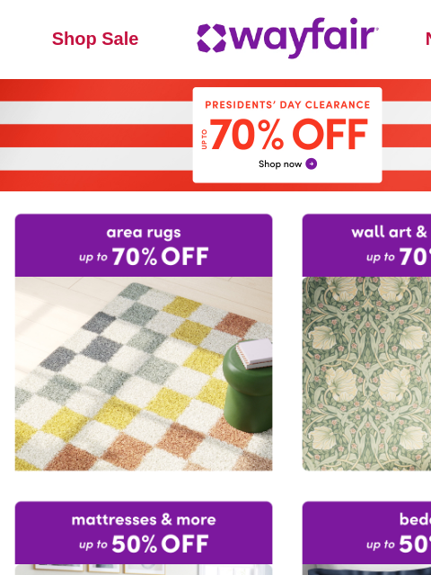 wayfair newsletter:  ✨ CLEARANCE ✨ Shop, save, and celebrate ✨