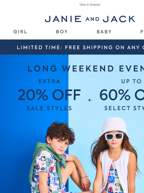 janieandjack newsletter: Must-sea: extra 20% off swimsuits & more