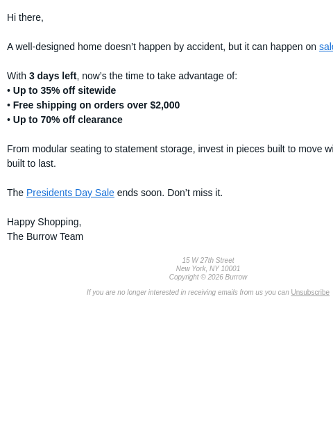 burrow newsletter: Only 3 Days Left to Save