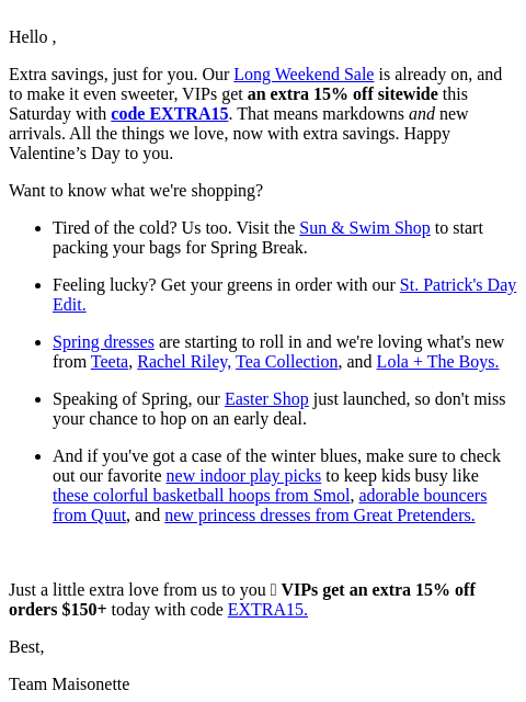 maisonette newsletter: A Little Extra Love ❤️ 15% Off for VIPs ❤️
