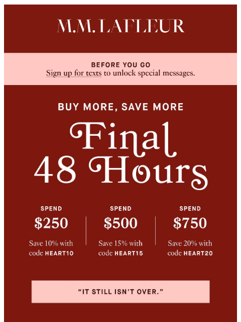 mmlafleur newsletter: 48 HOURS LEFT: Buy More, Save More