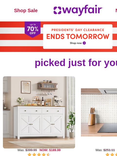 wayfair newsletter: SIDEBOARDS & BUFFETS ⏳ CLEARANCE ⏳ Less than 48 HO...