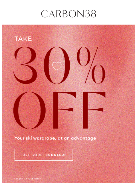 carbon38 newsletter: 30% off Cold Weather Essentials ❄️