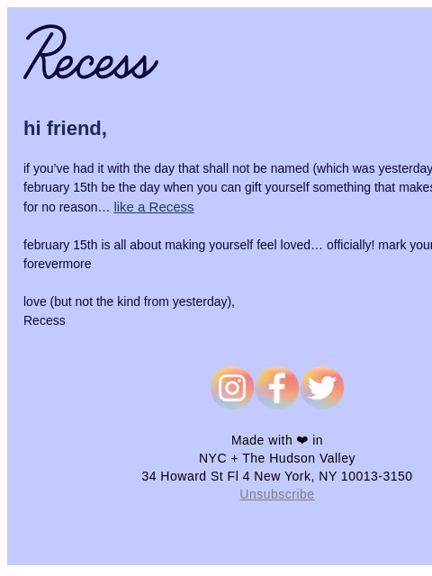 takearecess newsletter: happy day after you-know-what day!