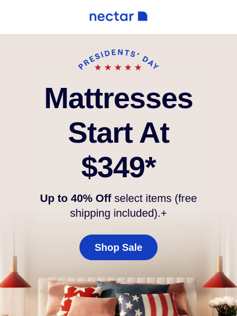 Plus all mattress purchases include our 365-night risk-free sleep trial (with free shipping included). Shop & Save Now! Mattresses start at $349* Up to 40% Off select items (free shipping included)