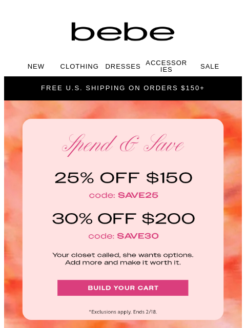 bebe newsletter: More 🛍️ = MORE Savings, Up to 30% Off