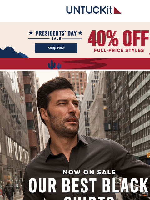 untuckit newsletter: Last Call: 40% Off Our Top Black Shirts