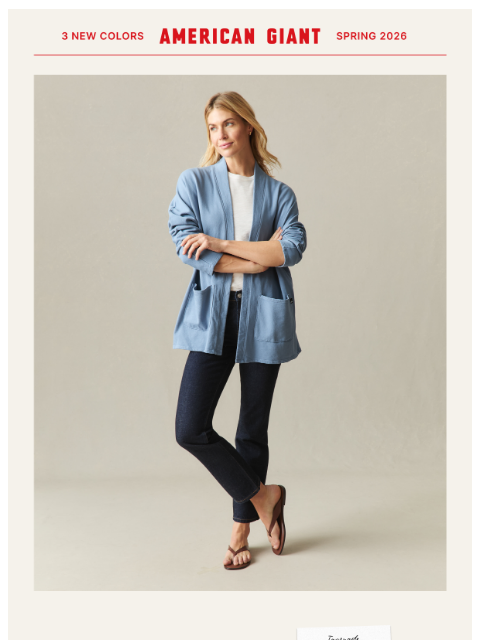 american-giant newsletter: A Timeless, Modern Cardigan in Fresh Colors