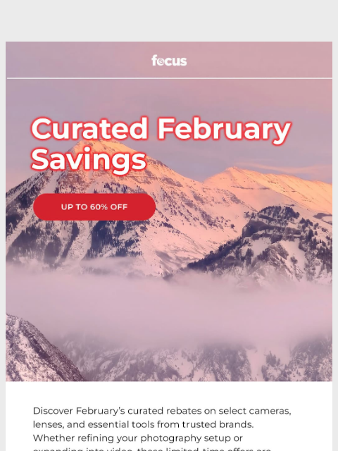focuscamera newsletter: February offers, curated ❄️ Up to 60% off
