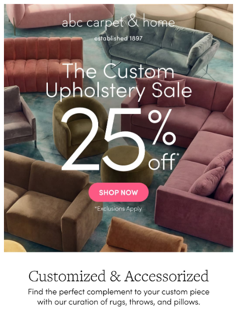 abchome newsletter: Customized & Accessorized: Sofa Pairings