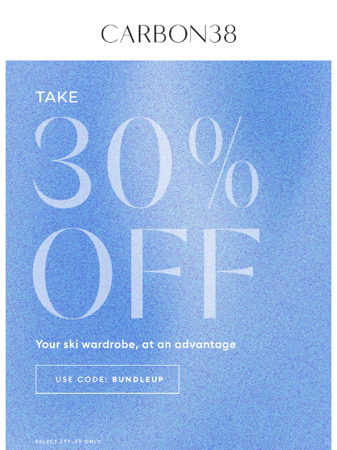carbon38 newsletter: LAST CHANCE – 30% off