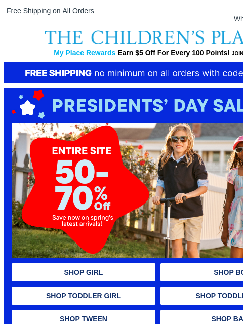 childrensplace newsletter: 💥50-70% Off Sitewide Sale + Free Shipping💥