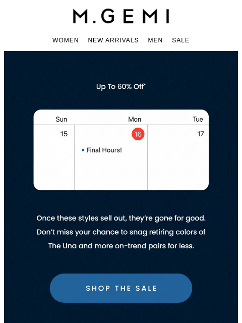 mgemi newsletter: Ends Tonight! Up To 60% Off