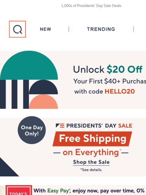 1000s of Presidents' Day Sale Deals QVC New TRENDING DEALS Unlock $20 off Your First Purchase Free Shipping FITNATION TSV Header HoMedics Body Flex Stretch Mat w/ 6 Programs & Remote HoMedics