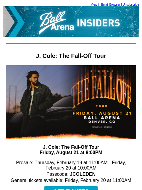 kroenkeentertainment newsletter: JUST ANNOUNCED: J. Cole | Tame Impala | Breaking B...