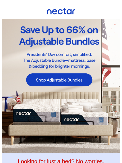 nectarsleep newsletter: Save up to 66% on Adjustable Comfort ✨