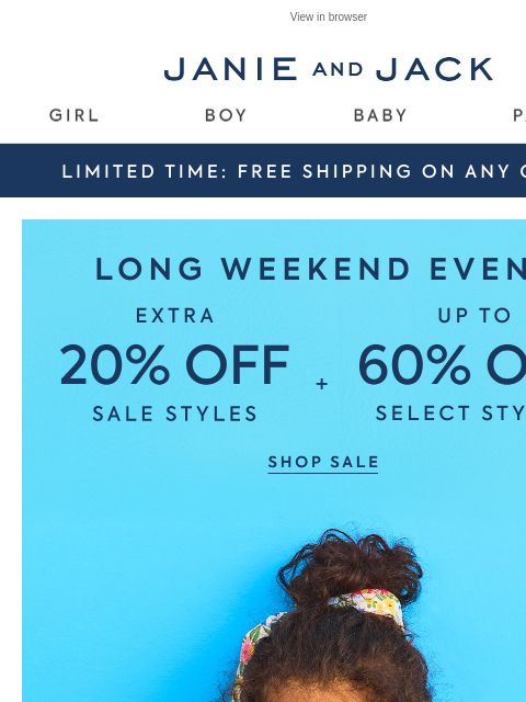 janieandjack newsletter: You almost missed this: extra 20% off