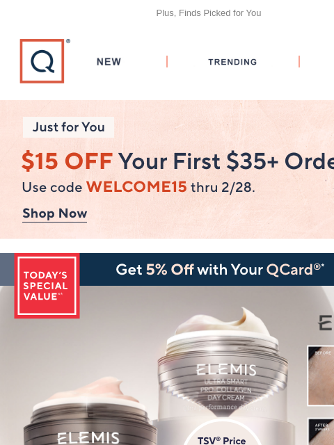 qvcemail newsletter: ELEMIS TSV® & Beauty Free Ship + Get $15 Off