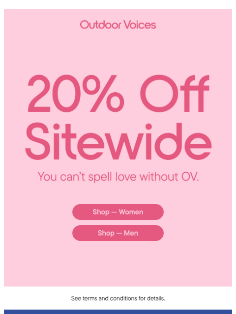 outdoorvoices newsletter: LAST CALL: 20% OFF SITEWIDE