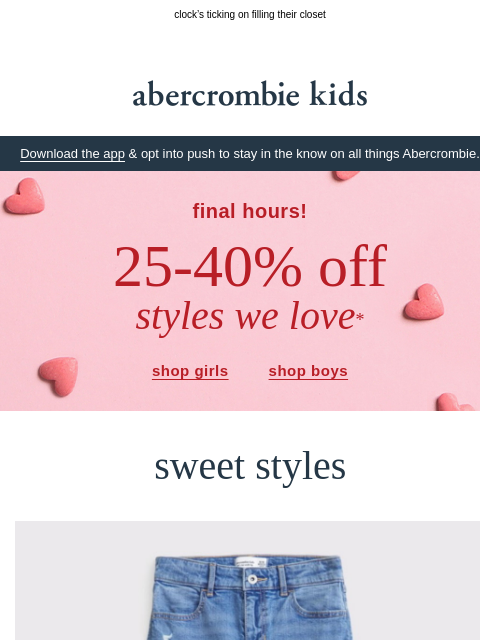abercrombie newsletter: final hours: 25-40% OFF