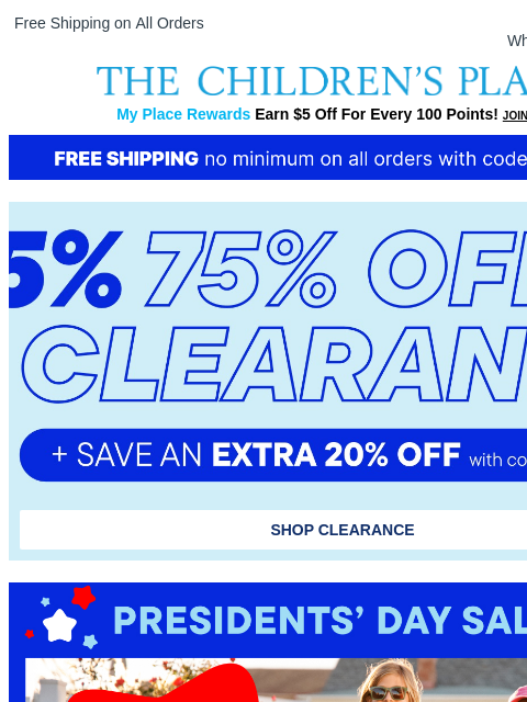 childrensplace newsletter: LAST HOURS: Your cart now delivered for FREE!