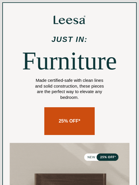 leesasleep newsletter: Save 25% on bed frames and nightstands